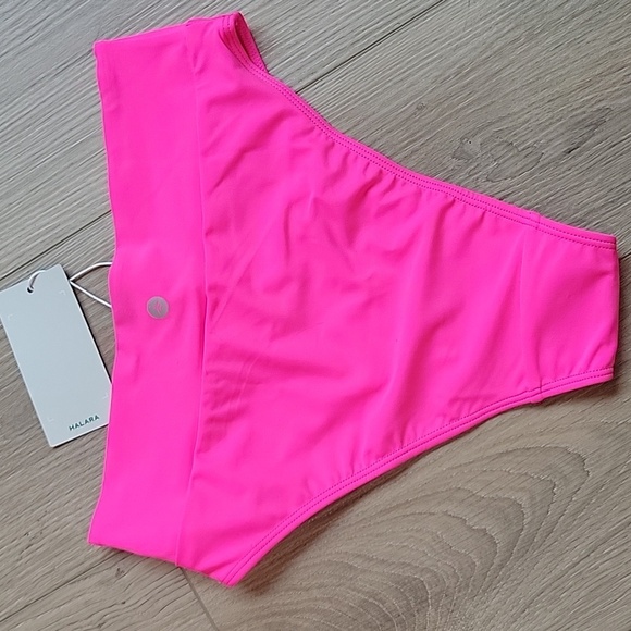 NWT Halara Bright Neon Pink Swim Bottom Crossover Highwaisted Small - Picture 2 of 15